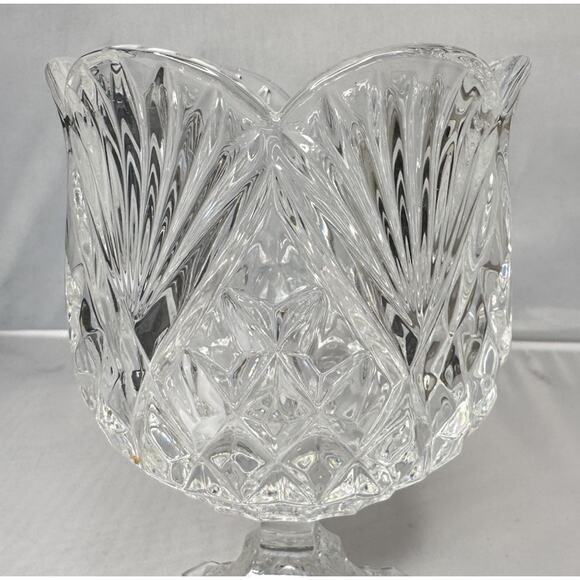 Shannon Designs of Ireland 24% Lead Crystal Pedestal Tulip Vase Dish Heavy 7" - Picture 3 of 8